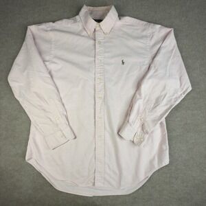 Ralph Lauren Mens 16.5 34/35 Classic Fit Oxford Shirt Pink White Stripe Cotton